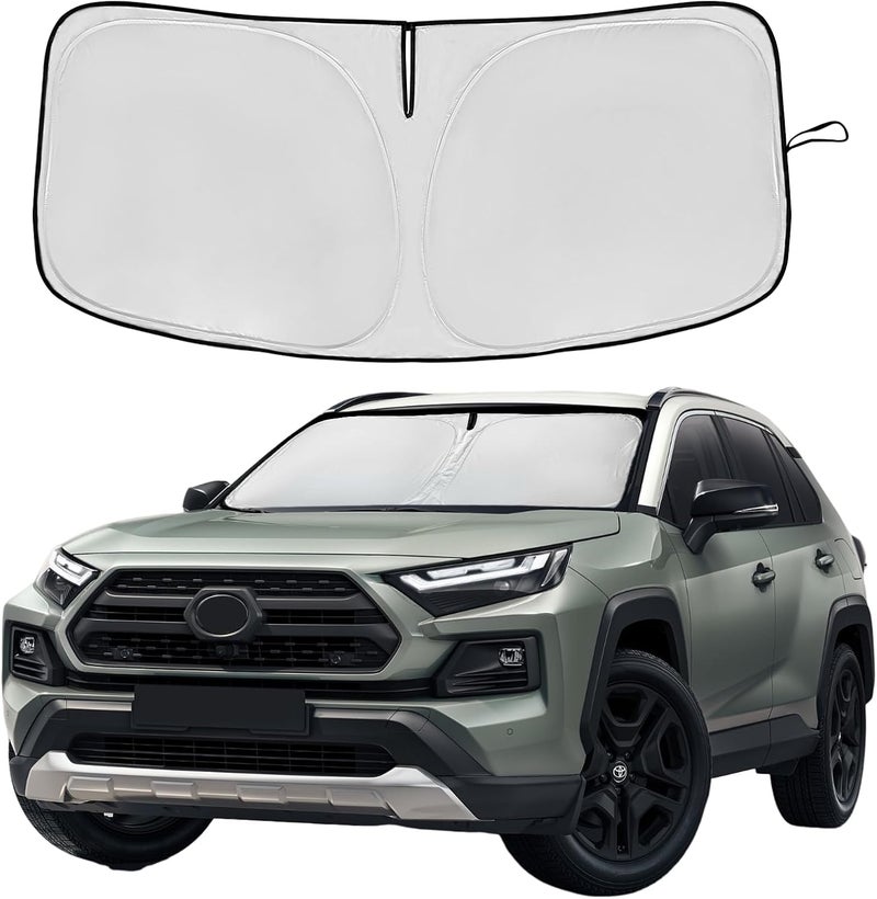 AuyNeas for Toyota RAV4 2019-2024 2025 Windshield Sun Shade, Front Window Shade Custom Fit RAV4 Accessories Sun Visor Foldable Sunshade Blocks UV Rays Summer Must Have Car Accessories - Image 1